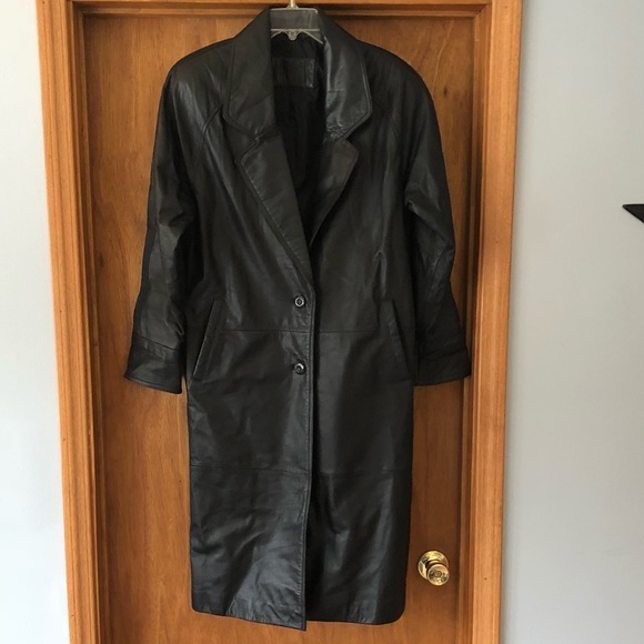 jacqueline ferrar leather trench coat